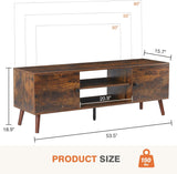 TV Stand for 55 60 inch TV, Modern Mid Century Entertainment Center with Storage, Media Console Table 2 Cabinet, Soft Hinge, Handle Door, Wooden Living Room, Office Furniture