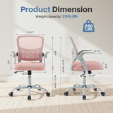 IULULU Home Office Managerial Executive Chair, Flip Up Armrest Ergonomic Mesh Adjustable Swivel Mid-Back Computer Desk Chair with Comfortable Lumbar Support, Comfy Arms for Bedroom,Study