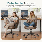 IULULU Ergonomic Home Office Desk Chair, PU Leather Computer Chair with Lumbar Support Adjustable Height Rolling Swivel Executive Task Armrests Chair