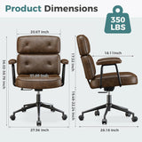 IULULU Ergonomic Home Office Desk Chair, PU Leather Computer Chair with Lumbar Support Adjustable Height Rolling Swivel Executive Task Armrests Chair