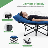 Atilioo Folding Camping Cot with 3.5'' Cushion, 74"x 28" Portable Camping Bed, Sleeping Cot, Guest Bed with Carry Bag, Blue