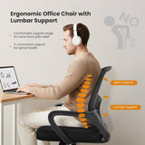 IULULU Home Office Managerial Executive Chair, Ergonomic Mesh Adjustable Swivel Mid-Back Computer Desk Chair with Comfortable Lumbar Support, Comfy Arms for Bedroom,Study