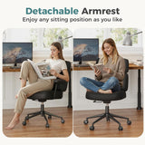 IULULU Ergonomic Home Office Desk Chair, PU Leather Computer Chair with Lumbar Support Adjustable Height Rolling Swivel Executive Task Armrests Chair