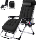 Atilioo Zero Gravity Chair, 440LBS Capacity Reclining Lounge Chair with Removable Cushion & Side Tray, Foldable Patio Chair for Outdoor, Indoor, Lawn, Camping