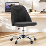 Atilioo Office Vanity Chair, Armless Computer Desk Chair, 360° Rolling Swivel Adjustable Seat Height, Comfy Fabric Upholstered, Easy to Assemble, Ideal for Bedroom Study Makeup Room, Pink