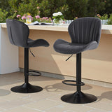 Atilioo Bar Stools Set of 2, Adjustable Counter Height Swivel Barstool Dinning Chair with Armrests & Back and Footrest Water-Resistant PU Leather for Bar Kitchen, Black