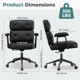IULULU Ergonomic Home Office Desk Chair, PU Leather Computer Chair with Lumbar Support Adjustable Height Rolling Swivel Executive Task Armrests Chair