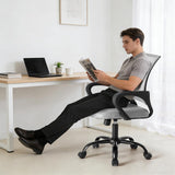 IULULU Office Desk Chair - Ergonomic Mid Back with Lumbar Support & Rocking Mode, Height Adjustable with Fixed Armrest, Storage Back for Computer, Gaming, Conference, Meeting Room, 360° Swivel