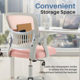 IULULU Home Office Managerial Executive Chair, Flip Up Armrest Ergonomic Mesh Adjustable Swivel Mid-Back Computer Desk Chair with Comfortable Lumbar Support, Comfy Arms for Bedroom,Study