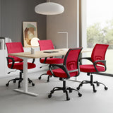 IULULU Office Desk Chair - Ergonomic Mid Back with Lumbar Support & Rocking Mode, Height Adjustable with Fixed Armrest, Storage Back for Computer, Gaming, Conference, Meeting Room, 360° Swivel