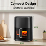 6 Quart Air Fryer, 12-in-1 Compact Airfryer with Preset Digital Display, Roast, Bake, Reheat, Dehydrate, Chicken, Nonstick & Dishwasher Safe Basket, Black