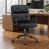 IULULU Ergonomic Home Office Desk Chair, PU Leather Computer Chair with Lumbar Support Adjustable Height Rolling Swivel Executive Task Armrests Chair