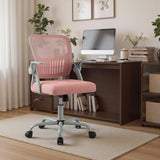 IULULU Home Office Managerial Executive Chair, Flip Up Armrest Ergonomic Mesh Adjustable Swivel Mid-Back Computer Desk Chair with Comfortable Lumbar Support, Comfy Arms for Bedroom,Study