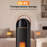 Atilioo 32" Electric Space Heater for Indoor Use, 1500W Portable Ceramic Tower Heater with Remote Control, 3 Heat Modes, 15H Time, Adjustable Thermostat, Child Lock, Overheat Protection, Black