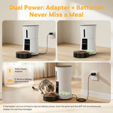 Atilioo Automatic Cat Feeder, 4L WiFi Pet Food Dispenser with App Control, Dry Food, Dual Power Supply, Timed Portion Control for Cats & Small Dogs, White