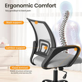 IULULU Office Desk Chair - Ergonomic Mid Back with Lumbar Support & Rocking Mode, Height Adjustable with Fixed Armrest, Storage Back for Computer, Gaming, Conference, Meeting Room, 360° Swivel