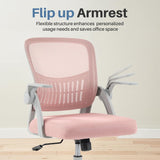 IULULU Home Office Managerial Executive Chair, Flip Up Armrest Ergonomic Mesh Adjustable Swivel Mid-Back Computer Desk Chair with Comfortable Lumbar Support, Comfy Arms for Bedroom,Study