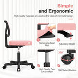 Atilioo Office Chair, Ergonomic Low-Back Mesh Computer Desk Chair with Lumbar Support, Armless Swivel Rolling Chair for Home Bedroom Study Office, Ideal for Students and Adults