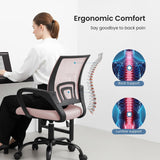 IULULU Office Desk Chair - Ergonomic Mid Back with Lumbar Support & Rocking Mode, Height Adjustable with Fixed Armrest, Storage Back for Computer, Gaming, Conference, Meeting Room, 360° Swivel