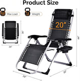 Atilioo Zero Gravity Chair, 440LBS Capacity Reclining Lounge Chair with Removable Cushion & Side Tray, Foldable Patio Chair for Outdoor, Indoor, Lawn, Camping