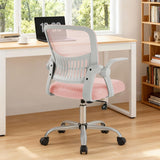 IULULU Home Office Managerial Executive Chair, Flip Up Armrest Ergonomic Mesh Adjustable Swivel Mid-Back Computer Desk Chair with Comfortable Lumbar Support, Comfy Arms for Bedroom,Study
