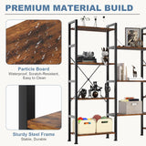 Atilioo Triple Bookshelf, 4-Tier Wide Bookcase with 11 Open Tall Display Shelves, Modern Industrial Book Shelves for Living Room Home Office, Brown