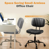 Atilioo Office Desk Chair, Armless Computer Chair with Wheels, PU Leather, Lumbar Support, 360° Rolling Swivel Task Chair for Home Office