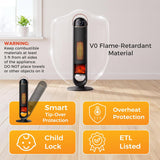 Atilioo 32" Electric Space Heater for Indoor Use, 1500W Portable Ceramic Tower Heater with Remote Control, 3 Heat Modes, 15H Time, Adjustable Thermostat, Child Lock, Overheat Protection, Black