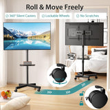 Atilioo Rolling TV Stand on Wheels, Mobile TV Cart for 23-60" Screen, Adjustable Tilt & Height, Easy to Use, Holds Up to 88lbs, Portable Floor Stand for Living Room Outdoor, Max VESA 400x400mm, Black
