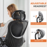 Atilioo Ergonomic Office Chair with Adjustable Headrest and Flip-Up Arms, Rolling Desk Chair for Adults with Lumbar Support, Black