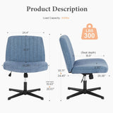 Atilioo Ergonomic Office Chair with Fabric, Criss Cross Desk Chair with Wipe Seat, Swivel Vanity Chair for Home Computer Makeup, Blue