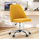 Atilioo Office Vanity Chair, Armless Computer Desk Chair, 360° Rolling Swivel Adjustable Seat Height, Comfy Fabric Upholstered, Easy to Assemble, Ideal for Bedroom Study Makeup Room, Pink