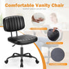 Atilioo Office Desk Chair, Armless Computer Chair with Wheels, PU Leather, Lumbar Support, 360° Rolling Swivel Task Chair for Home Office