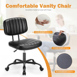 Atilioo Office Desk Chair, Armless Computer Chair with Wheels, PU Leather, Lumbar Support, 360° Rolling Swivel Task Chair for Home Office
