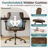 IULULU Ergonomic Home Office Desk Chair, PU Leather Computer Chair with Lumbar Support Adjustable Height Rolling Swivel Executive Task Armrests Chair