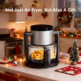 4.7QT Glass Air Fryer, Non-Toxic 10-in-1 Presets for Healthy Meals, Dishwasher Safe & Easy Clean - Gray