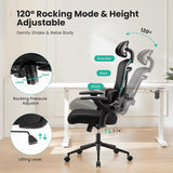 IULULU Office Chair Ergonomic Desk Chair, 300 LBS Home Mesh Office Desk Chairs with Wheels, 2D Headrest, Up&Down Lumbar Support, Swivel High Back Computer Chair with Flip-up Armrests