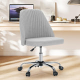 Atilioo Office Vanity Chair, Armless Computer Desk Chair, 360° Rolling Swivel Adjustable Seat Height, Comfy Fabric Upholstered, Easy to Assemble, Ideal for Bedroom Study Makeup Room, Pink