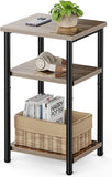 3-Tier End Table, Side Table with Open Shelves, Bedside Table for LivingRoom Bedroom Bathroom, Easy Assembly, Gray