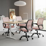 IULULU Office Desk Chair - Ergonomic Mid Back with Lumbar Support & Rocking Mode, Height Adjustable with Fixed Armrest, Storage Back for Computer, Gaming, Conference, Meeting Room, 360° Swivel