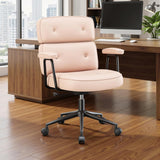 IULULU Ergonomic Home Office Desk Chair, PU Leather Computer Chair with Lumbar Support Adjustable Height Rolling Swivel Executive Task Armrests Chair