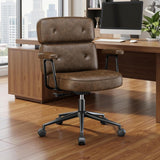 IULULU Ergonomic Home Office Desk Chair, PU Leather Computer Chair with Lumbar Support Adjustable Height Rolling Swivel Executive Task Armrests Chair