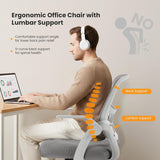 IULULU Home Office Managerial Executive Chair, Flip Up Armrest Ergonomic Mesh Adjustable Swivel Mid-Back Computer Desk Chair with Comfortable Lumbar Support, Comfy Arms for Bedroom,Study