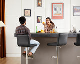 Atilioo Bar Stools Set of 2, Adjustable Counter Height Swivel Barstool Dinning Chair with PU Leather & Back and Footrest for Bar Kitchen, Black