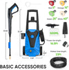 Atilioo Electric Pressure Washer, 2.0 GPM 2100 PSI High Pressure Cleaning Machine with Detachable Foam Cannon, Wheels, Ideal for Cars Fences Patios Driveways