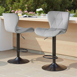 Atilioo Bar Stools Set of 2, Adjustable Counter Height Swivel Barstool Dinning Chair with PU Leather & Back and Footrest for Bar Kitchen, Black