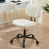 Atilioo Office Desk Chair, Armless Computer Chair with Wheels, PU Leather, Lumbar Support, 360° Rolling Swivel Task Chair for Home Office, Brown