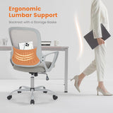 IULULU Home Office Managerial Executive Chair, Ergonomic Mesh Adjustable Swivel Mid-Back Computer Desk Chair with Comfortable Lumbar Support, Comfy Arms for Bedroom,Study