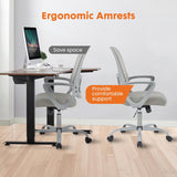 IULULU Home Office Managerial Executive Chair, Ergonomic Mesh Adjustable Swivel Mid-Back Computer Desk Chair with Comfortable Lumbar Support, Comfy Arms for Bedroom,Study
