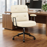 IULULU Ergonomic Home Office Desk Chair, PU Leather Computer Chair with Lumbar Support Adjustable Height Rolling Swivel Executive Task Armrests Chair